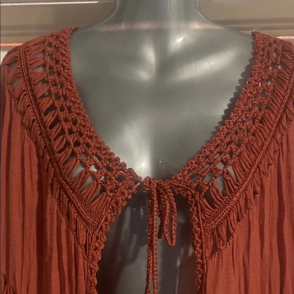 Rust Fringe Open-Front Cardigan - Picture 5 of 7